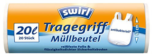 Swirl Tragegriff-Müllbeutel 20 Liter, weiss, antibakteriell - 20St. - 2x
