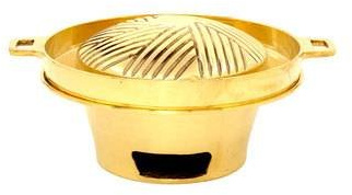 Thai Korean Japanese Style BBQ Grill Steak Hot Pan + Stove Set in Brass