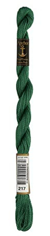 Anchor Stickgarne, 100% Baumwolle, moosgrün, Stärke 5, 21m, 4585000-00217