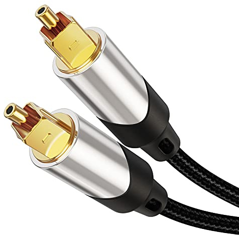 CableCreation Optical Audio Cable, 25FT Toslink Male SPDIF Cable with Nylon Braided Fiber Optic Cord for Home Theater, Sound Bar, TV, PS4, Xbox, VD/CD & More.Black & Sliver