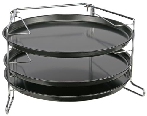 Pizza Backset mit Halter 4er Set Pizzablech Antihaft 3 Backformen mit Pizzahalter