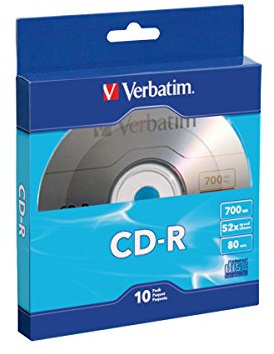 Verbatim CD-R Rohlinge, 700 MB, 80 Minuten, 52 x beschreibbare Discs für Daten und Musik, 10 Stück, Blau