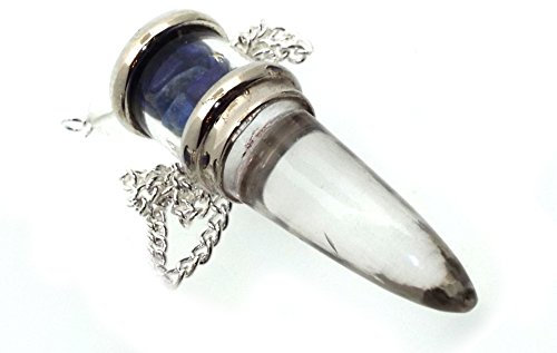 Lapis Lazuli and Quartz Gemstone Vial Capsule Pendulum