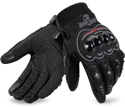 IRON JIA’S Guanti Moto Uomo Estivi, Touch Screen Traspiranti, Morbidi e Confortevoli, Protezione dita e Palmo Anticaduta e Resistenti All'usura, Ciclismo Fuoristrada, Alpinismo Nero-XL