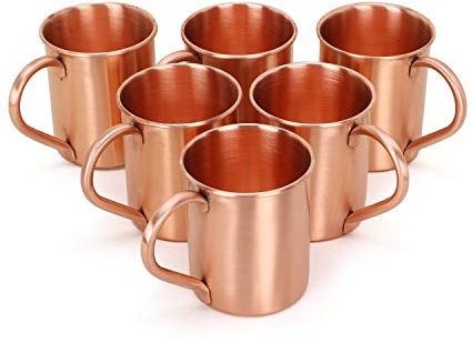 Zap Impex Moscow Mule Becher, Kupferbecher, einfach, ideal für jedes gekühlte Getränk, um zu unterhalten und in der Bar oder zu Hause zu sein. Tolles Bar-Geschenkset mit 6 Stück