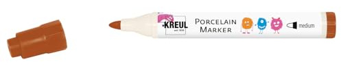 KREUL 16329 - Porcelain Marker medium Braun - Für Kinder entwickelter Porzellanmalstift, ohne Schütteln und Pumpen sofort los malen
