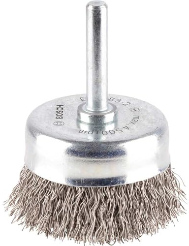 Bosch 1x PRO Inox Clean Cup Brush Crimped Wire, Cyl. Shank | for Steel, Stainless steel, Ø 50 mm, Professional Accessory Drill Driver