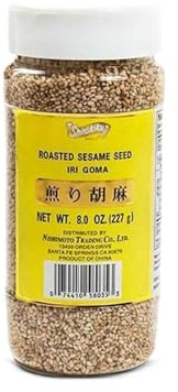 Shirakiku Roasted Sesame Seeds (IRI GOMA) | Perfect for Salad, Sushi, and Noodles Topping | Toasted Sesame Seeds with an Enticing Aroma, Flavor, and Crunch, 8 Oz - (Pack of 1)