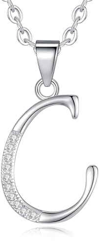 VIKI LYNN Sterling Silber 925 Kette Halskette mit Silber und Zircon Buchstabe Alphabet Anhaenger