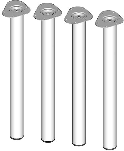 Element System DIY Möbelfuß rund – Stahlrohrfuß, ideal als Tischbein für die Gestaltung individueller Möbelstücke – Ø 60 mm, Länge 700 mm, Weiß