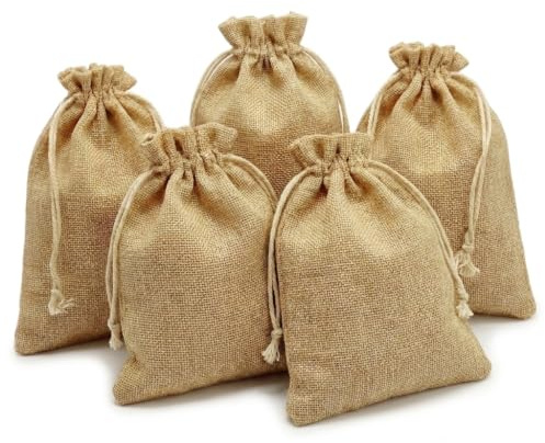 Ganzoo Jutesäckchen 24er Set für Adventskalender zum Selbstbefüllen aus 100 Prozent Jute mit Kordelzug, Gold, 18,5 x 14,5 cm, Stoffbeutel Geschenksäckchen, wiederverwendbar, DIY Deko, Jutebeutel
