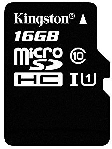 Kingston SDC10G2/16GB 16 GB UHS Class 1/Class10 microSDHC UHS-I Flash Memory Card (microSDHC to SD Adapter Included), Black
