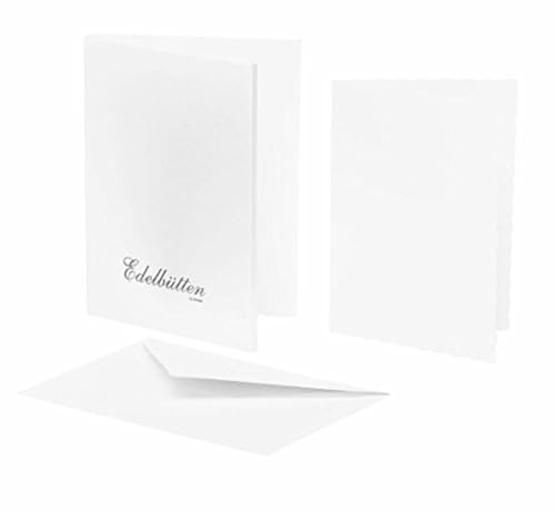 Rössler Edelbütten-Kartenmappe | Karten mit Umschlag | Briefpapier | 8 Blanko Karten zum Selbstgestalten in DIN A6 | 8 Briefumschläge DIN C6 | 11 x 1 x 15 cm | 1 Stück | Farbe: Weiß