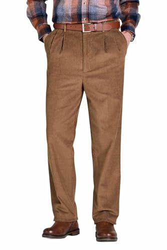 Chums Men's Luxury Cotton HIGH-Rise Corduroy Trousers | Hidden Extra Self-Adjusting Waistband, Higher Waist Pants