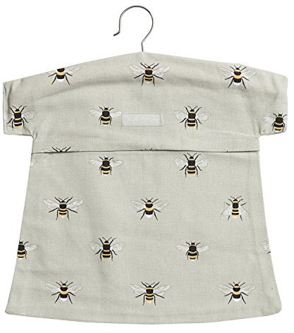 Sophie Allport - Bees Peg Bag, Clothes Peg Storage Bag, Wooden Hanger, 100% Cotton