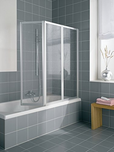 Kermi Vario 2000 Badewannenfaltwand silber matt; Kunstglas Perl; 140