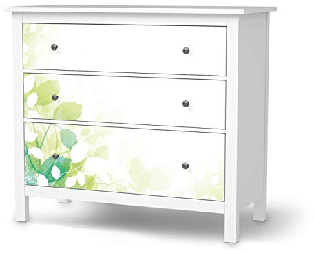 Möbel-Tattoo passend für IKEA Hemnes Kommode 3 Schubladen I Möbelfolie - Möbel-Aufkleber Folie Tattoo I Deko DIY für Wohnzimmer und Schlafzimmer - Design: Flower Light