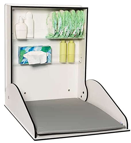 KEMMLIT Sevilla Wickeltisch/Timkid Wecco- klappbar als Wandwickeltisch/Wickelregal, Weiß, HPL, inkl. Wickelauflage