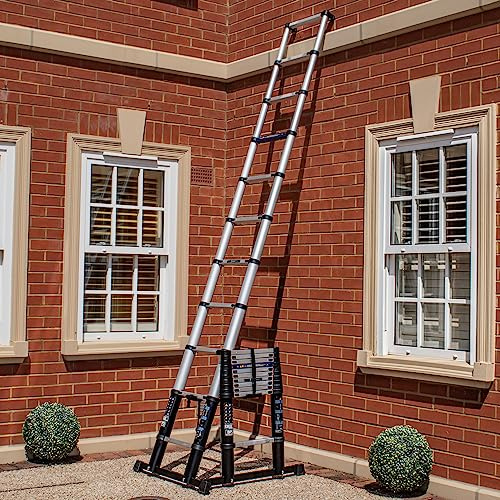 BPS® Telescopic Ladder | Soft Close Technology | Rubber Wall Bumpers | Built in Angle Checker | EN131-6 Certified | 150kg Weight Rating | Size: 3.21m