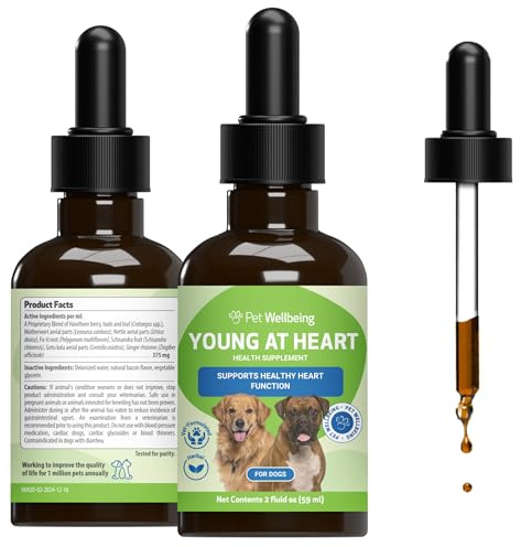 Pet Wellbeing Young at Heart for Senior Dogs - Heart & Circulation, 2 oz | NASC Certified & Vet-Formulated Liquid Heart Supplement with Hawthorn & Motherwort for Heart Health & Blood Pressure