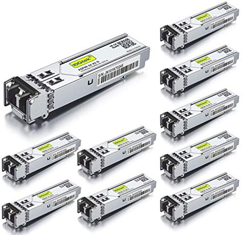 [10 Stück] 1G SFP SX Multimode Mini Gbic Modul, 1000Base-SX LC Transceiver Kompatibel für Cisco GLC-SX-MMD/GLC-SX-MM, Meraki, Mikrotik S-85DLC05D, Ubiquiti UniFi, Netgear, D-Link, Zyxel, Open Switch