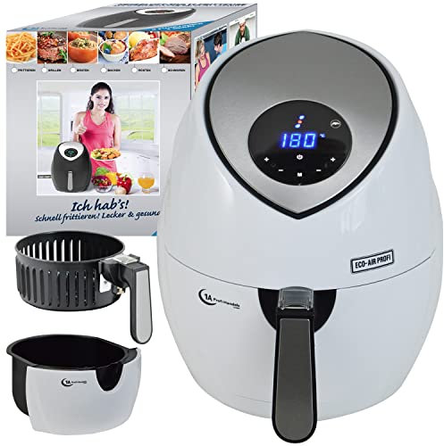 Heissluft Fritteuse ohne Fett für leckeres, gesundes frittieren ohne Öl, Heissluftofen, Mini Backofen, Timer Grill, Heissluftftitteuse - kinderleichte Bedinung