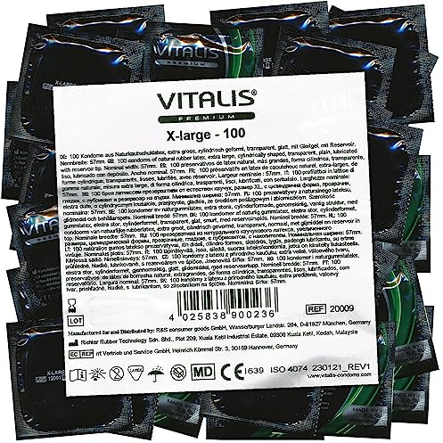 Vitalis Premium X-Large - 100 lange Kondome - 57mm nominale Breite - deutsches Qualitätsprodukt