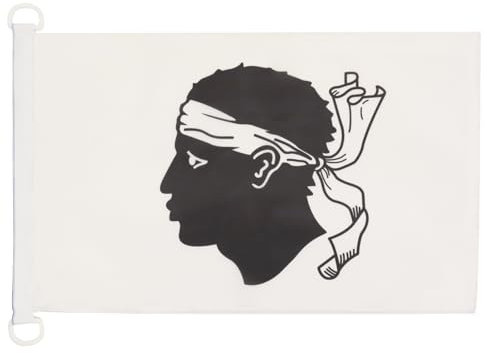 AZ FLAG - Drapeau Corse - 45x30 cm - Pavillon Nautique Province Corse Spécial Bateau Et Extérieur En Maille Bloquée Avec Anneaux Plastiques Intégrés - 30g