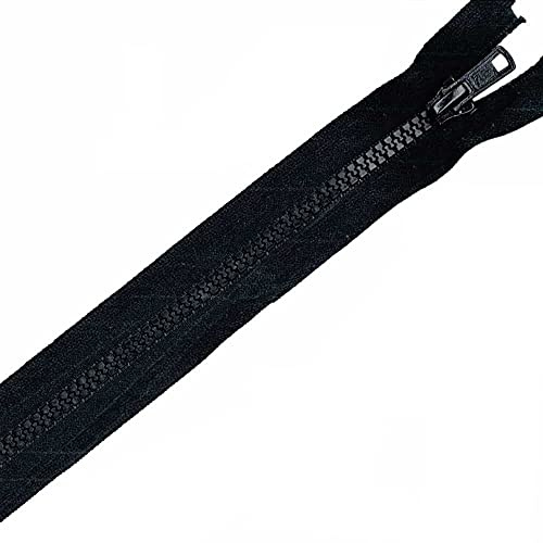 Plush Addict Heavy Duty Chunky Plastic Open-Ended Zip Fasteners for Sewing, Crafts, Clothing and Accessories - Black - 28 (71cm)