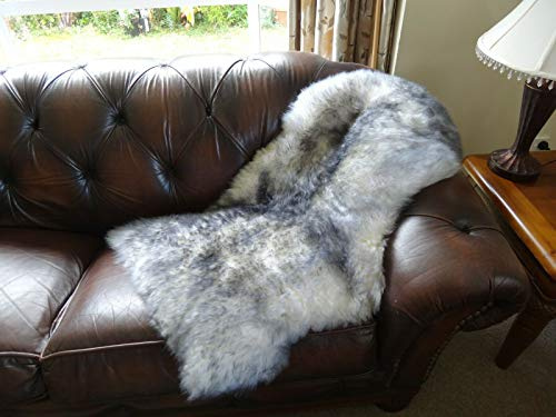 Starose New Zealand Genuine New Zealand Single Pelt Sheepskin Rug White/Grey Tipped