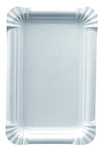 100 bandejas de papel de 25 x 34 cm, ideales para dulces de cartón alimentario, color blanco