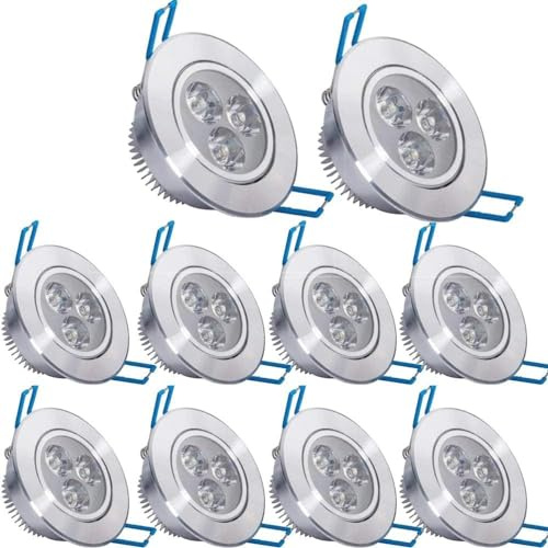 Pocketman Pack of 10, 110V 3W LED Ceiling Light Downlight,Warm White Spotlight Lamp Recessed Lighting Fixture,with LED Driver