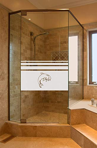 rs-interhandel® Sichtschutz Aufkleber Folie Glasdekorfolie Bad Dusche Duschwand Badezimmer Höhe ca. 50 cm Glasdekor GD651