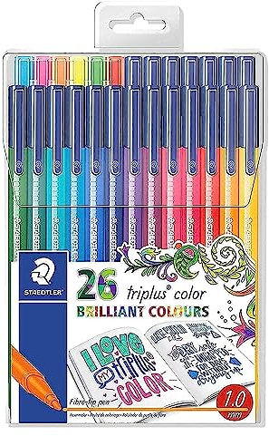 STAEDTLER triplus color 323 TB26JB Filzstifte, dreikant, Set mit 26 brillanten Farben, Promotion 20 + 6 gratis, hohe Qualität, stabile, eindrucksichere Spitze, Linienbreite ca. 1 mm