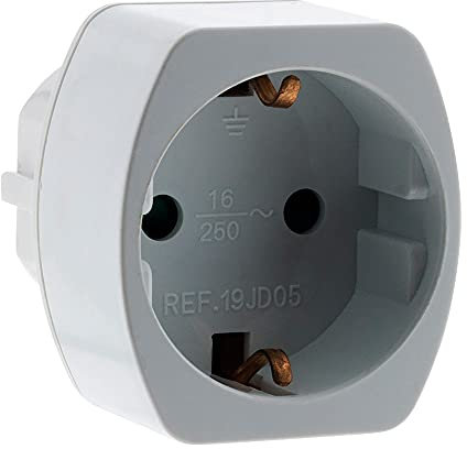 Adaptateur électrique mâle France - femelle Schuko Blanc - Zenitech