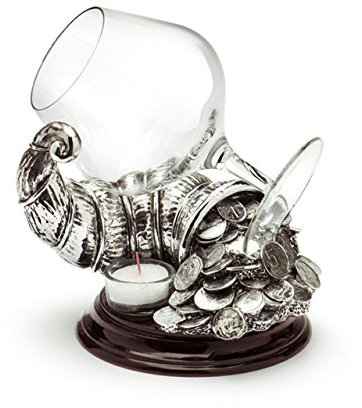 SWEET HOME Cognac avec Verre Plus Chaud Cornucopia plaqué Argent cod.520576 cm 20h diam.15 by Varotto & Co.