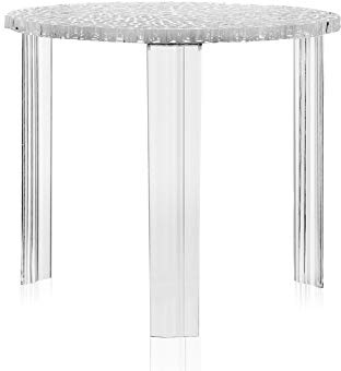 Kartell T-Table Tavolino, PMMA Trasparente o colorato in Massa, Cristallo, Alto - H. 44 cm