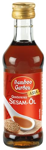 Bamboo Garden - Sesam-Öl aus gerösteter Sesamsaat | 100 ml Glasflasche | Zum Würzen von Wok-Gerichten und Salaten | Nussiger Geschmack
