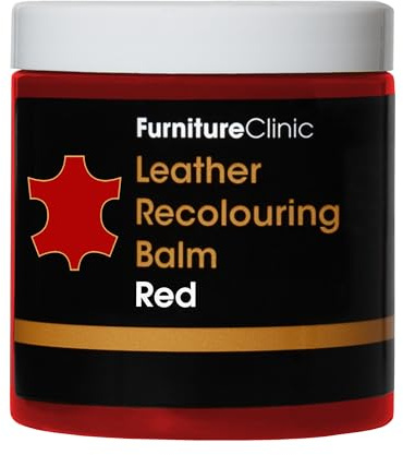 Furniture Clinic Bálsamo para Recoloración del Cuero - Restaurador del Color del Cuero para Muebles, Reparación del Color del Cuero para Sofás Descoloridos y Rayados, Coches, Zapatos y Ropa (Rojo)