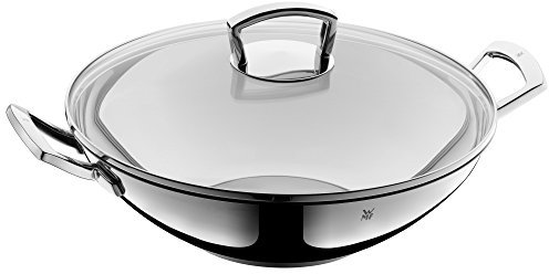 WMF Wok Induktion mit Glasdeckel 36 cm, Wokpfanne Induktion, Cromargan Edelstahl, spülmaschinengeeignet
