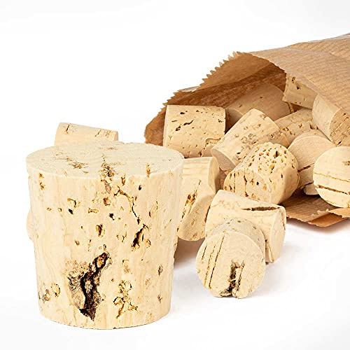Tuuters Natur-Korken Spitzkorken 25 Stück (25 x Ø 26/22mm) zum Verschließen | Korken für Reagenzgläser, Flaschen, Bastelkorken, Deko, Laborkorken, Medizinkorken, konisch, 2,5cm hoch, Ø 2,6/2,2cm