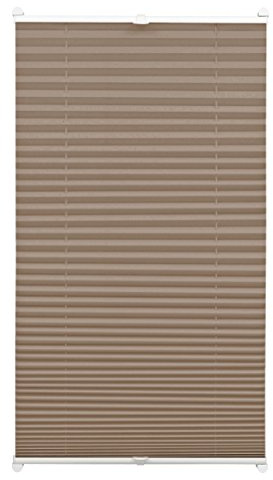 Gardinia Plissee zum Klemmen, Blickdichtes Faltrollo, Alle Montage-Teile inklusive, EASYFIX Plissee verspannt mit Zwei Bedienschienen, Taupe, 40 x 130 cm (BxH)
