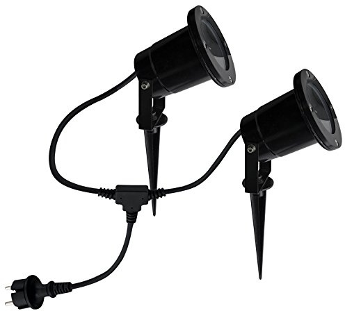 Trango 2-flammig IP65 Gartenstrahler 3074 Außenleuchte aus Alu mit je 1x GU10 Fassung & 2m Zuleitungskabel, Gartenleuchte, Außenlampe, Wegbeleuchtung ohne Leuchtmittel