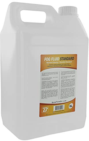 BoomToneDJ Fog Fluid Standard Liquide professionnel pour machine à fumée. Bidon 5 litres recyclable. Fumée blanche, légère Incolore. Inodore. Economique. Fabriqué en France. Normes NF et CE.