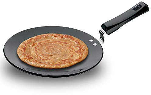 Futura Hard Anodised Concave Tava Griddle, 10-Inch, 6.35mm with Plastic Handle