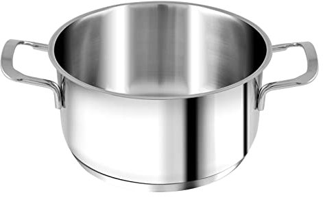 H&H Casseruola Inox Elodie Fondo A Induzione 2 Manici 22 Lt4,5 Pentole Cucina, Acciaio Inossidabile, 22 cm