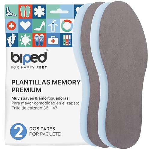biped 2 par memory foam-sulor - Mjuka och bekväma innersulor för dam och herr - För fritid, sport och arbete z2476(36-37)