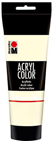 Marabu 12010025271 - Acryl Color elfenbein 225 ml, cremige Acrylfarbe auf Wasserbasis, schnell trocknend, lichtecht, wasserfest, zum Auftragen mit Pinsel und Schwamm auf Leinwand, Papier und Holz