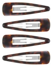 Lot de 4 Pinces pour cheveux – Barrettes clic clac en caoutchouc de 3 cm – Couleur marron