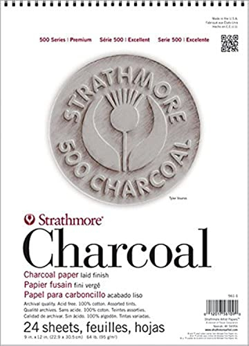 Strathmore STR-561-1 Kohlepapier, 24 Blatt, Verschiedene Farbtöne, 9 cm x 30,5 cm